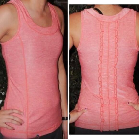 LULULEMON Dash Ruffle Back Tank Top Sz 4 Static Persimmon - Picture 1 of 5